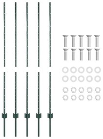 vidaXL Πό posts φράχτη 10 pcs Πράσινο 140 cm Ατσάλι