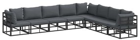 vidaXL Σετ Καναπέ Κήπου με μαξιλάρι 8 pcs Μαύρο Αλουμίνιο