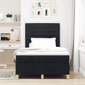 vidaXL Κρεβάτι Box Spring με Στρώμα & LED Μαύρο 120x200 εκ. Ύφασμα