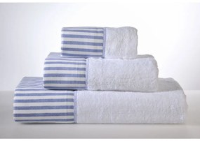 Πετσέτες Porcelain Stripe 810 (3τμχ) White-Blue Down Town Towels Set 100x150cm Bamboo, Βαμβάκι