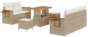 vidaXL Σετ Καναπέ Κήπου με μαξιλάρι 8 pcs Μπεζ Πολυ ράταν