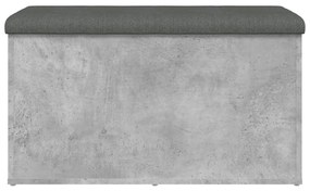 vidaXL Παγκάκι Αποθήκευσης Γκρι Σκυροδεμ. 82x42x45 εκ. Επεξεργ. Ξύλο