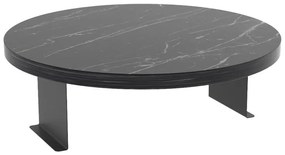 Βοηθητικό τραπεζάκι Linea όψη μαύρο μάρμαρο - μαύρα μεταλλικά πόδια Φ35,5x5 εκ. 35.5x35.5x5 εκ.