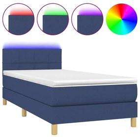 ΚΡΕΒΑΤΙ BOXSPRING ΜΕ ΣΤΡΩΜΑ &amp; LED ΜΠΛΕ 90X200 ΕΚ. ΥΦΑΣΜΑΤΙΝΟ 3133691