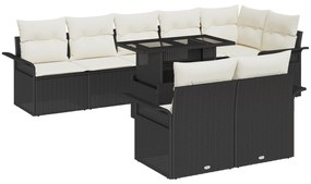 vidaXL 9 Τεμαχίων Σετ Καναπέ Κήπου με Μαξιλάρια Μαύρο Πολυ Ρατάν