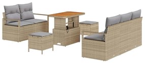 vidaXL Σετ Καναπέ Κήπου με μαξιλάρι 8 pcs Μπεζ Πολυ ράταν