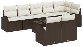 vidaXL Σετ Καναπέ Κήπου 8 Τεμαχίων με Μαξιλάρια Γκρι Πολυ Ράταν