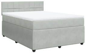 vidaXL Κρεβάτι Boxspring με Στρώμα Ανοιχτό Γκρι 160x200 εκ. Βελούδινο