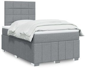 Κρεβάτι Boxspring με Στρώμα Ανοιχτό Γκρι 120x190 εκ. Υφασμάτινο - Γκρι