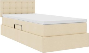 vidaXL Κρεβάτι με αποθηκευτικό χώρο και στρώμα Κρέμ 100 x 200 cm