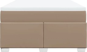 vidaXL Κρεβάτι Boxspring με Στρώμα Καπουτσίνο 140x200εκ.από Συνθ.Δέρμα