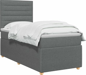 vidaXL Κρεβάτι box spring με στρώμα Σκούρο Γκρι 80 x 200 cm Ύφασμα