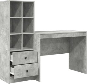 vidaXL Γραφείο με συρτάρι 2 pcs Σκυρόδεμα Γκρι