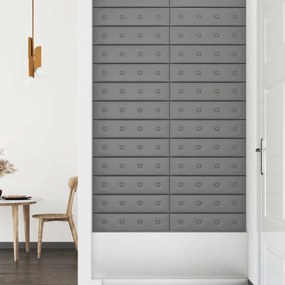 vidaXL Κεφαλάρι Τοίχου 12 pcs Γκρι 60 x 15 cm Τεχνητό Δέρμα