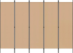 vidaXL 5-Panel Διχοτόμος Μπεζ 250 x 180 cm Ύφασμα