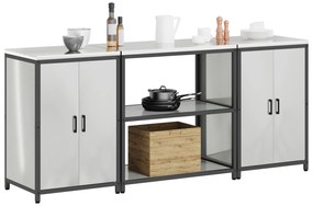 vidaXL Σετ Αποθήκευσης Κουζίνας με ράφι 3 pcs Ασημί 210 x 50 x 92 εκ