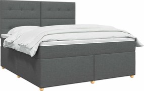 vidaXL Κρεβάτι box spring με στρώμα Σκούρο Γκρι 160 x 200 cm Ύφασμα