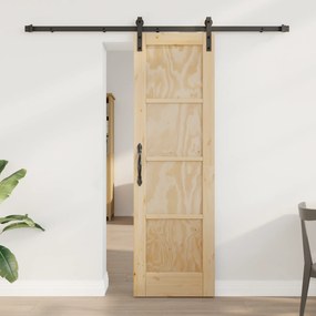 vidaXL Συρόμενη Πόρτα με Σετ Υλικών 61x198.5 εκ. Συμπαγές Ξύλο Πεύκο