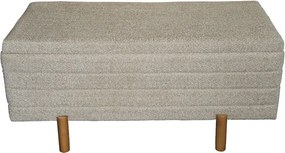 Σκαμπό μπαούλο Cindy Inart σετ 2 τεμ μπουκλέ ύφασμα σε μπεζ και λευκή απόχρωση