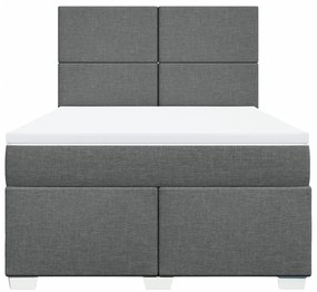 vidaXL Κρεβάτι Boxspring με Στρώμα Σκούρο Γκρι 160x200 εκ Υφασμάτινο