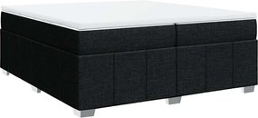 vidaXL Κρεβάτι Boxspring με Στρώμα Μαύρο 200x200 εκ. Υφασμάτινο