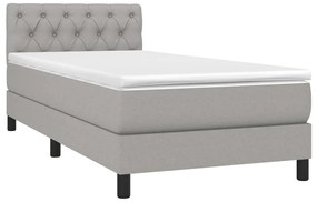 vidaXL Κρεβάτι Boxspring με Στρώμα & LED Αν.Γκρι 80x200 εκ. Υφασμάτινο