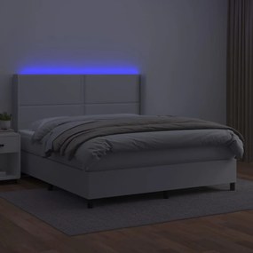 ΚΡΕΒΑΤΙ BOXSPRING ΜΕ ΣΤΡΩΜΑ &amp; LED ΛΕΥΚΟ 180X200 ΕΚ. ΣΥΝΘ. ΔΕΡΜΑ 3139338