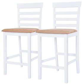 vidaXL Σετ Τραπέζι και Καρέκλες Μπαρ 3 τεμ. Καφέ &amp; Λευκό Μασίφ Ξύλο