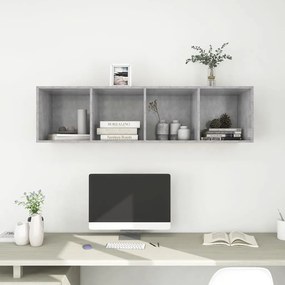 vidaXL Έπιπλο Τηλεόρασης Κρεμαστό Γκρι Σκυρ. 37x37x142,5εκ Επεξ. Ξύλο