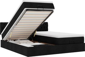 vidaXL Οθωμανικό κρεβάτι με στρώματα Μαύρο 160x200cm Ύφασμα