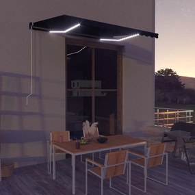 vidaXL Χειροκίνητη τέντα με ηλιακό LED 3,5 x 2,5 m Ανθρακί