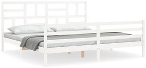 vidaXL Πλαίσιο Κρεβατιού με Κεφαλάρι Λευκό 200x200 εκ. Μασίφ Ξύλο