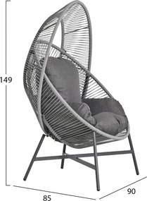 ΠΟΛΥΘΡΟΝΑ-ΦΩΛΙΑ RULER HM6506.01 ΓΚΡΙ ΜΕΤΑΛΛΟ-P.E.RATTAN-ΜΑΞΙΛΑΡΙΑ 90x85x154Υεκ