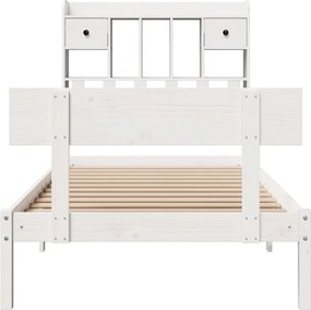 vidaXL Κρεβάτι Βιβλιοθήκη Χωρίς Στρώμα Λευκό 75x190 εκ Μασίφ Πεύκο