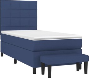 vidaXL Κρεβάτι Boxspring με Στρώμα Μπλε 100 x 200 εκ. Υφασμάτινο