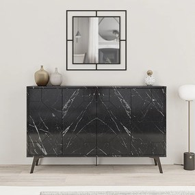 Μπουφές Dune Megapap χρώμα μαύρο εφέ μαρμάρου 123x35x77,4εκ.