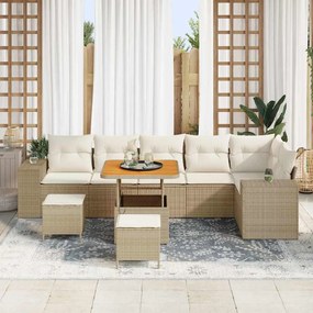 vidaXL Σετ Καναπέ Κήπου 9 pcs Μπεζ συνθετικό ρατάν