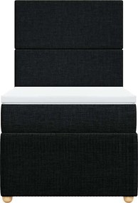 vidaXL Κρεβάτι Boxspring με Στρώμα Μαύρο 100 x 200 εκ. Υφασμάτινο