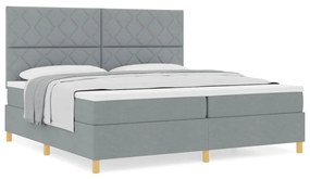 vidaXL Κρεβάτι με ελατήρια Ανοιχτό γκρι 200 x 200 cm ύφασμα