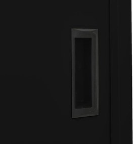 Ντουλάπα Γραφείου με Συρόμενη Πόρτα Μαύρη 90x40x180 εκ Ατσάλινη - Μαύρο