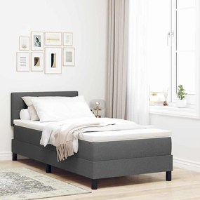 vidaXL Κρεβάτι Box Spring με Στρώμα Σκούρο Γκρι 100x200 εκ Υφάσματος