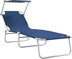 vidaXL Ξαπλώστρα 2 pcs Μπλε 58 x 188 x 77 εκ. Πολυεστέρας