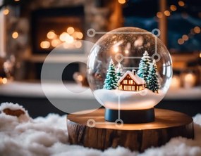 Intra Συλλεκτικό Ξύλινο Παζλ Plywood 4mm - Snow Globe με το διακοσμητικό σπίτι Σε Ξύλινο Κουτί - Διαστάσεις Puzzle: 10x10 cm – 25 κομμάτια