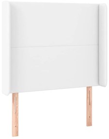Κρεβάτι Boxspring με Στρώμα &amp; LED Λευκό 90x200 εκ. Συνθ. Δέρμα - Λευκό