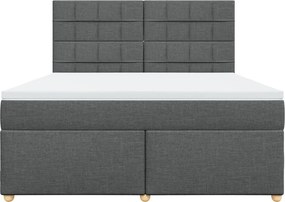 vidaXL Κρεβάτι Boxspring με Στρώμα Σκούρο Γκρι 180x200 εκ Υφασμάτιν