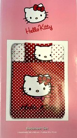 Σεντόνι με Σχέδιο Hello Kitty Μονό Σετ σε Κόκκινο - Λευκό  stk