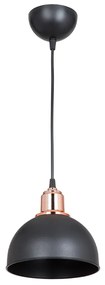 GloboStar® ΗUT 203-0145 Μοντέρνο Κρεμαστό Φωτιστικό Καμπάνα Μονόφωτο 1 x E27 IP20 Μάυρο με Χρυσό Πλαστικό - Μ17.5 x Π17.5 x Υ80cm