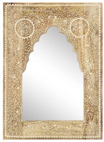 Καθρέφτης με Χειροπ. Λεπτομέρειες 40 x 55 εκ. Μασίφ Ξύλο Μάνγκο - Καφέ