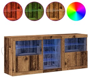 vidaXL Μπουφές με LED φώτα Παλιό ξύλο 162x37x67 εκ. Κατασκευασμένο ξύλο