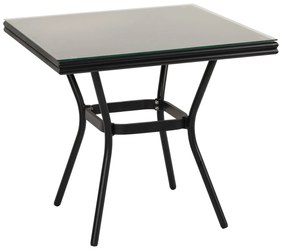 Τραπέζι Κήπου ANGOLA Μαύρο Αλουμίνιο/Γυαλί 80x80x75cm | Συσκευασία 1 τμχ